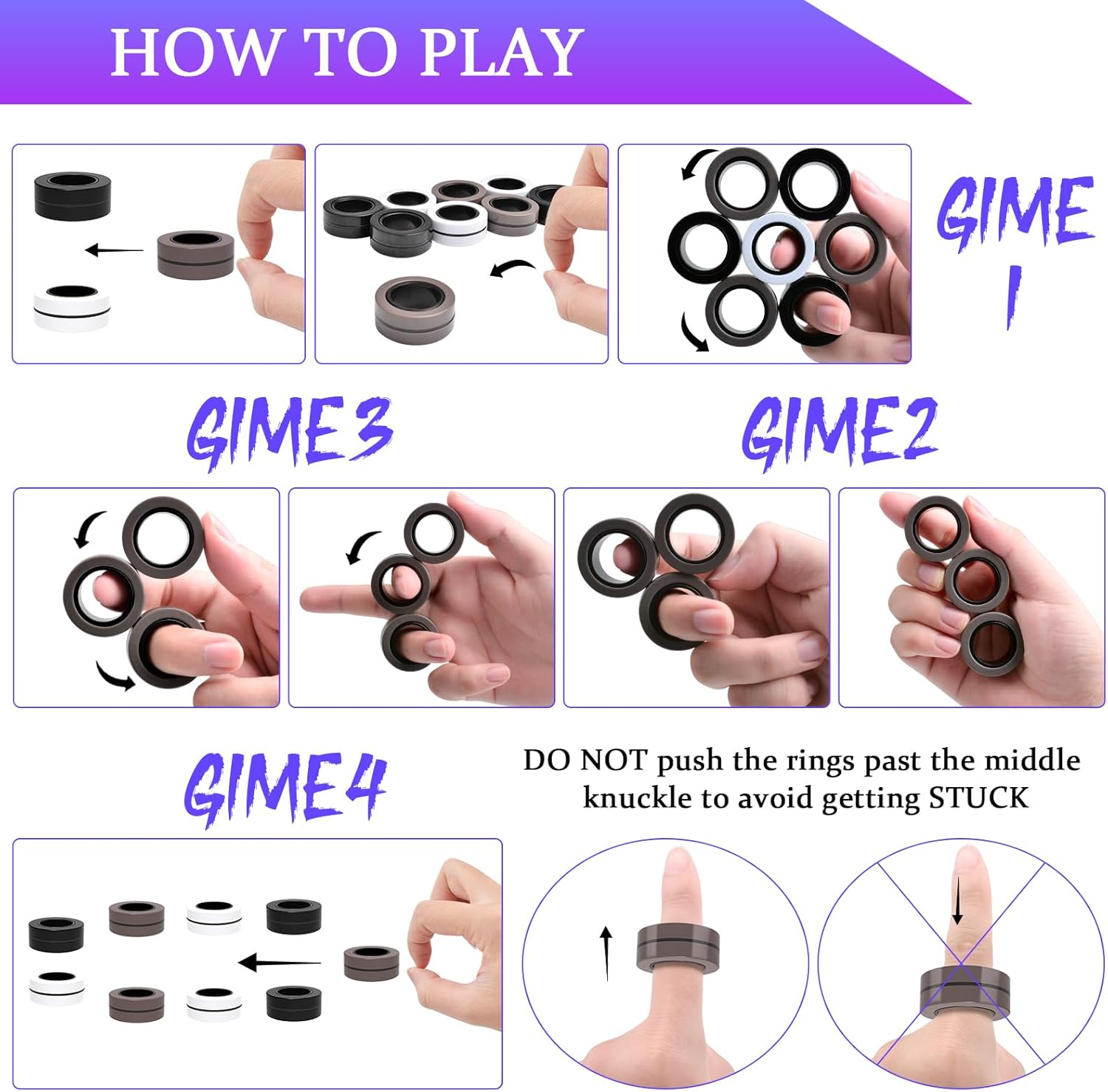 Cevioce 9 PCS Magnetic Ring Fidget Toys Set,ADHD Anxiety Magnetic Fidget Toys Adults Boys,Coolest Fidget Spinner Finger Ring Stress Relief Toy for Teens,Birthdays Easter Gifts for 8+ Year Old Present