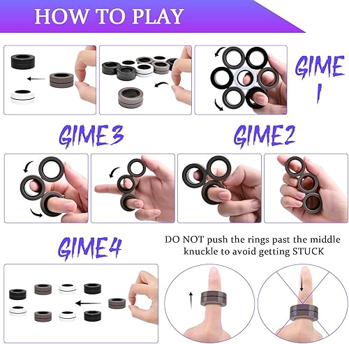 Vista 34 de Cevioce Paquete de 15 anillos magnéticos Fidget Toys Finger Spinner Pack