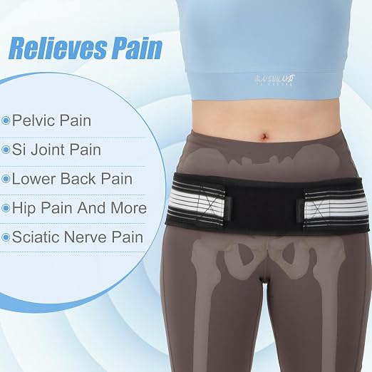 Sacroiliac SI Joint Hip Belt for Sciatica Pain Relief - Adjustable Support Belt for Women & Men, Lower Back Brace for Sciatica, Lower Back, Leg & Pelvic Pain Relief（White） miniatura 5