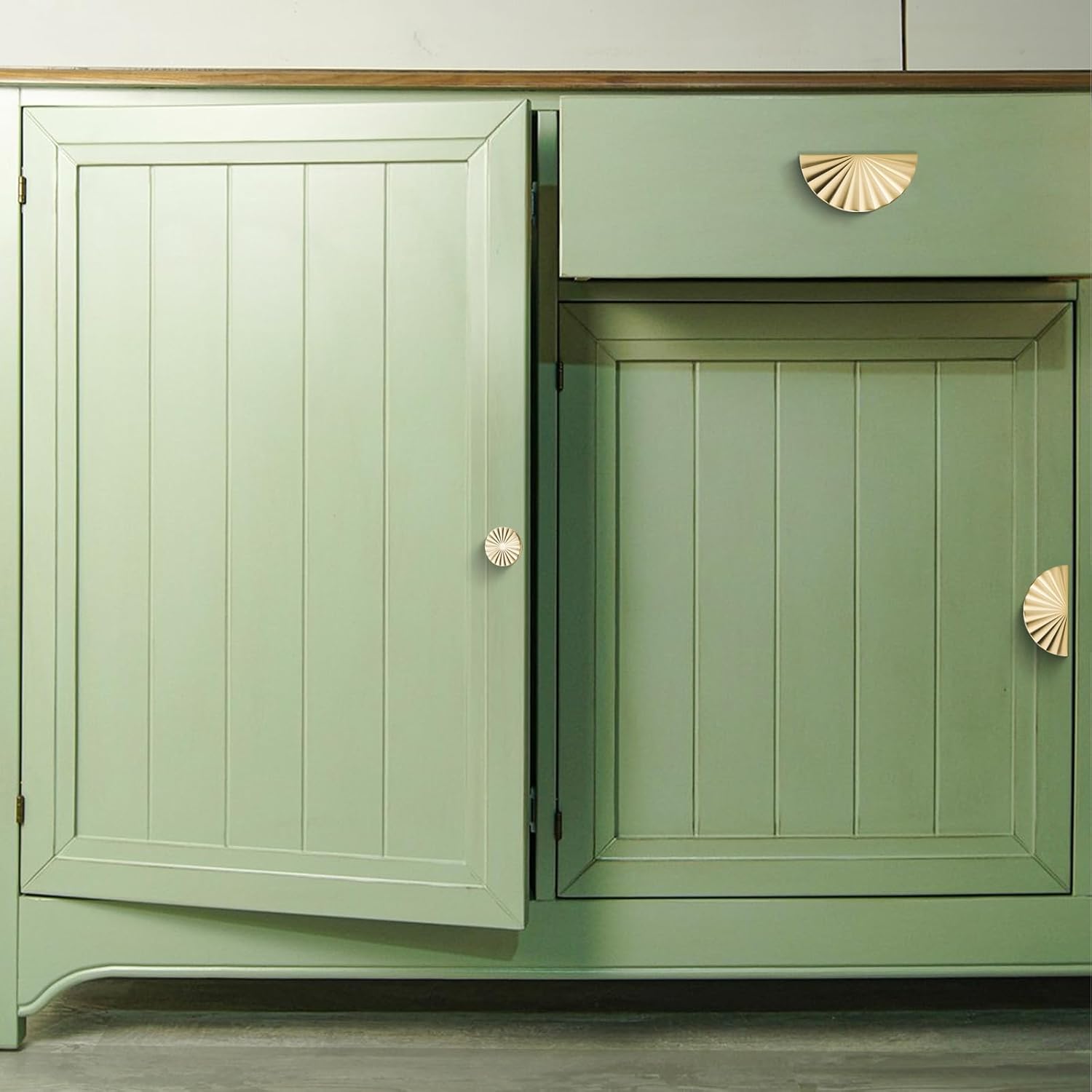 10 Pack 3 Inch (76mm) Brushed Gold Cabinet Pulls Cup Flat Drawer Handles Kitchen Cupboard Pull Bathroom Dresser Sunflower Handle Unique Hardware for Furniture Door Wardrobe Hardware TYH-BG-10