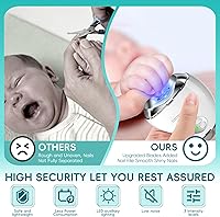 Vista 5 de Cortauñas eléctrico automático con luz LED y lima de uñas, pantalla digital LCD de 3 velocidades, almacenamiento de recortes de uñas, recortadora