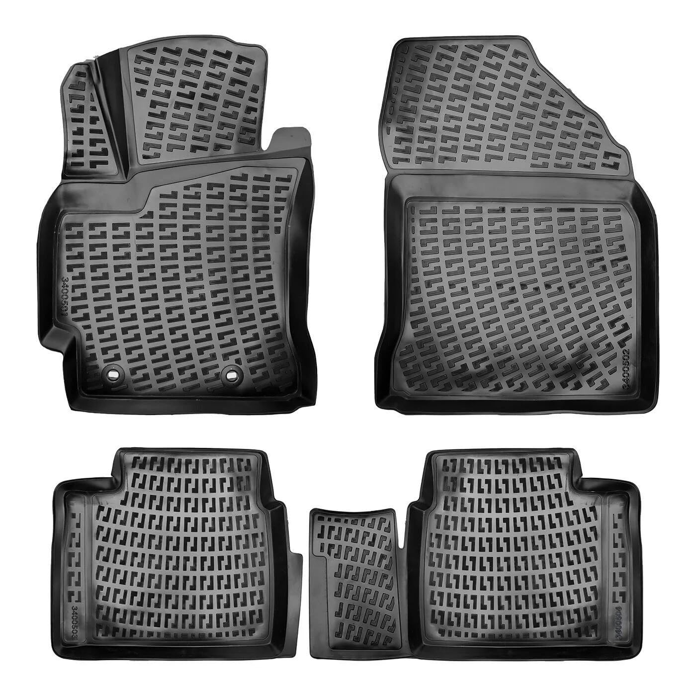 RizLinerToyota Corolla 2014-2019 Floor Mats 3D Custom Fit Rubber Car Mats Laser Measured Floor Liners All Weather Heavy Duty Waterproof Odorless Non-Slip TPE (Front & Rear, Black)