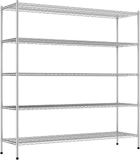 Commercial NSF Listed Chrome Stationary Wire Shelving Kit 21" x 72" x 74", with 5 Shelves Perfect for Warehouse, Walk-in Refrigerator, Freezer, Grocery Store, Restaurant, Dishroom