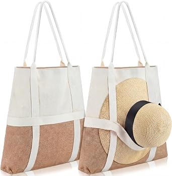 Large Beach Tote Bag with Hat Holder and Fixing Strap Summer Beach Woven Tote Boho Chic Travel Bag for Women