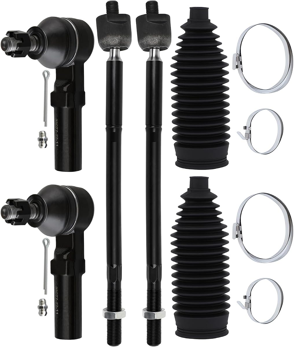 6-PC SET Suspension Kit for 2009-2019 for Toyota Corolla for Toyota Matrix Front Inner Outer Tie Rod End w/Boot | 2009 2010 2011 2012 2013 2014 2015 2016 2017 2018 2019, 6pc Set Suspension Kit, OEM-Quality Direct Fit Replacement Part