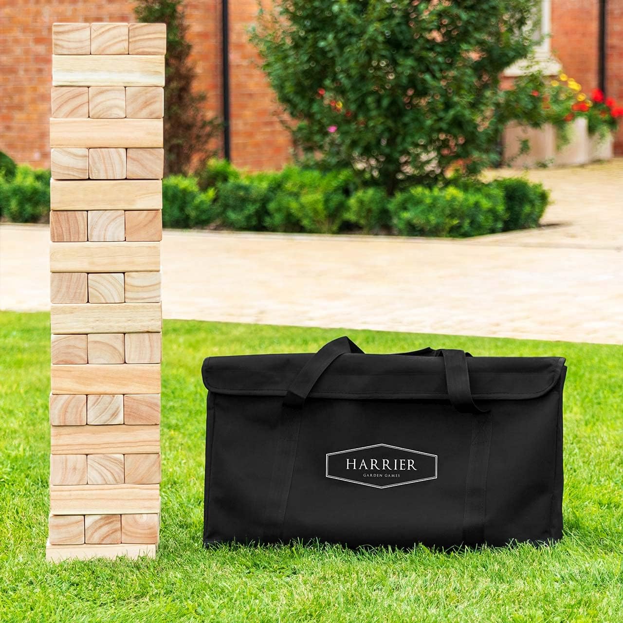 Harrier Giant Tumble Tower [5ft] | Carry Bag Included | Premium Pine Wood Blocks