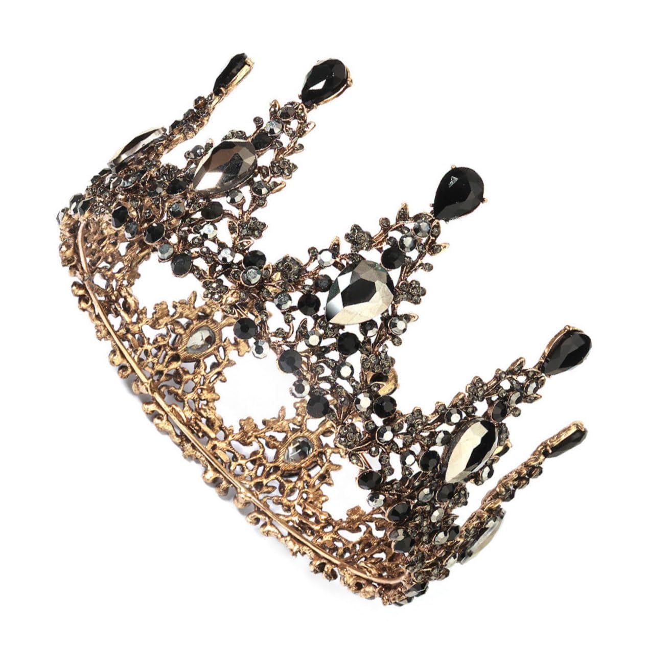 Retro Strass Tiara Kopfschmuck aus Legierung in Gold für Frauen | Brautkrone für Verlobung und Fototermin, Leicht Aufzusetzen und Abzunehmen, Fein Dekoriert