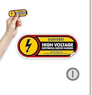 Bilingual Danger High Voltage Sticker | Electric Shock Hazard Small Sticker | 5x2 inches Permanent Matte Vinyl | 1 Pack High Voltage Electrical Shock Hazard Bilingual Waterproof Vinyl Sticker Sign
