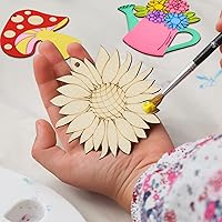 Vista 4 de 80 piezas de adornos de madera de primavera para pintar, 8 estilos de adornos de madera sin acabado para bricolaje, cortes en blanco