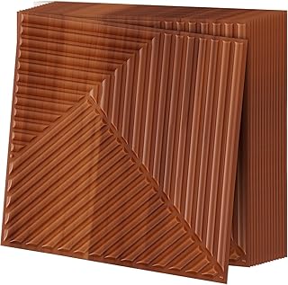 20 Pack 12 x 12 Inch 3D Fluted Wall Panels for Interior Wall Ceiling Decorative Waterproof Textured Wood Grain Slat Wallpanel for Interior Wallboard Ceiling Living Room Office TV Background