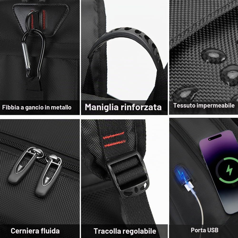 Zaino da viaggio da uomo, 60 l, 80 l, espandibile, impermeabile, 17 pollici