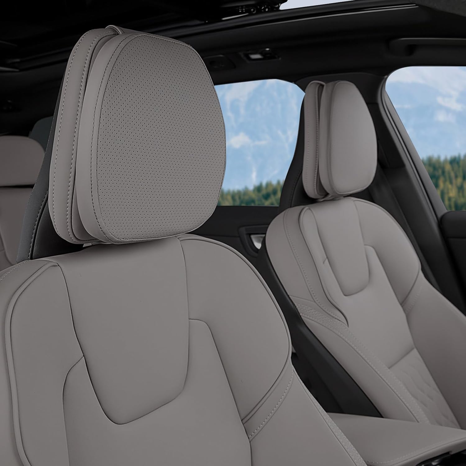 2 Packs Car Headrest Pillow for Volvo XC90 XC60 XC40 S60 S90 EX30 EX90 V60 V90 Interior Accessories, Soft & Breathable Head Support Cushion Car Front Seat Neck Pillow (Light Brown)