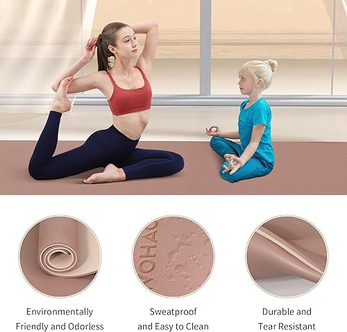 Miniatura 4 de Tapete de yoga extra grueso de 0.315 pulgadas, 72 x 28 pulgadas, tapete de ejercicio antideslizante, reversible de 2 lados de doble color, material