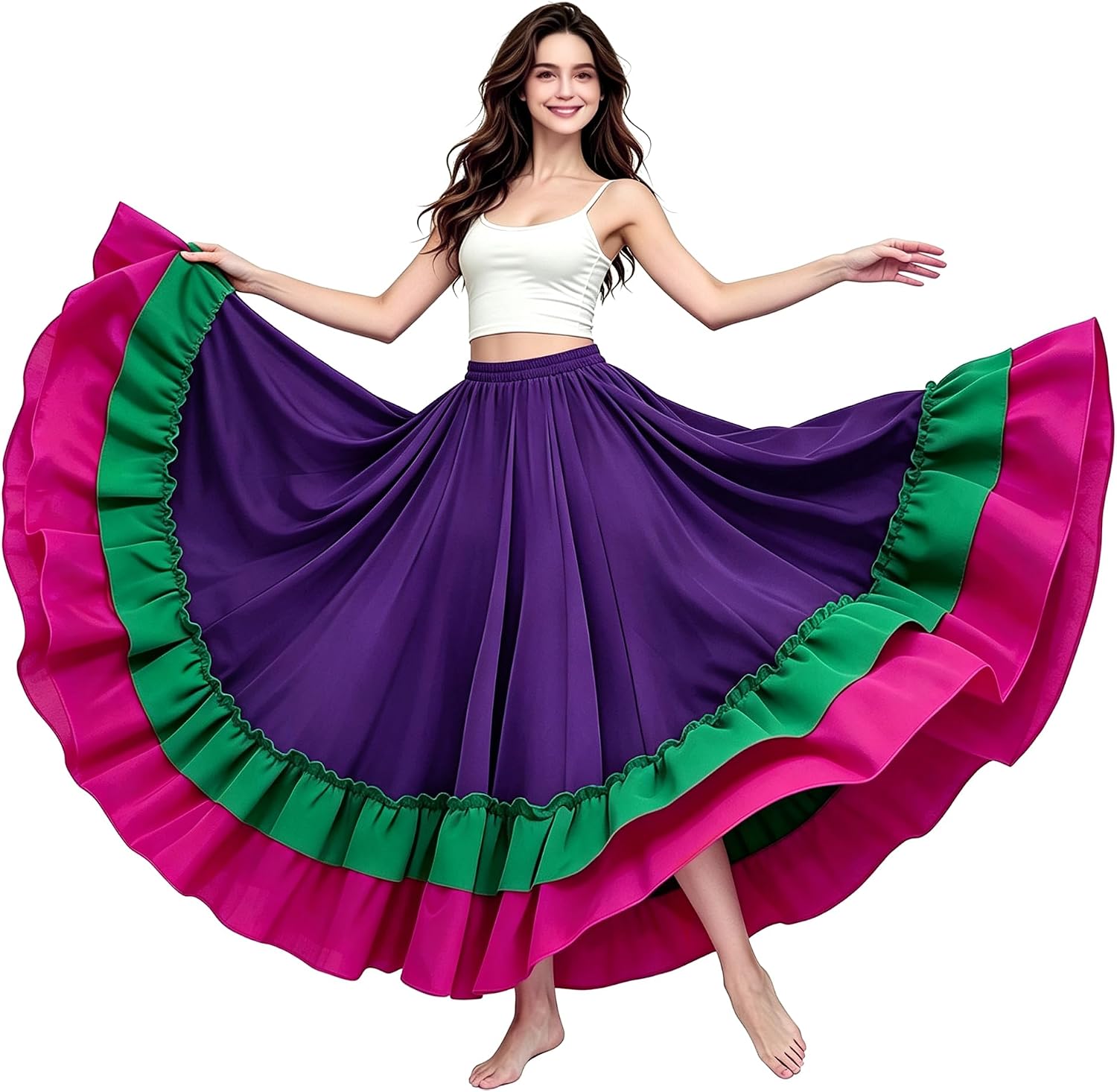 Z&X Womens Mexican Flamenco Lyrical Dance Long Skirt Halloween Costumes