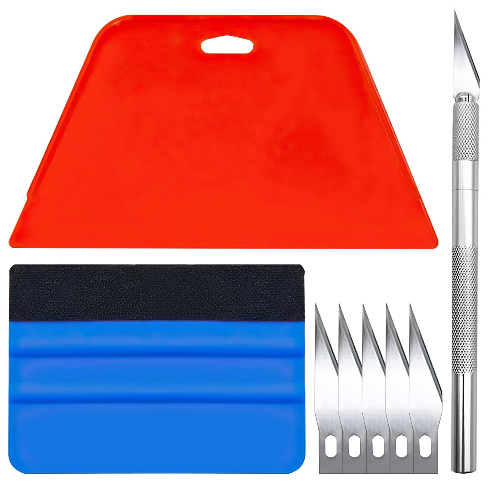 8Pcs Vinyl Wrap Tool Kit, Wallpaper Smoother Tool for Peel and Stick Wallpaper, Window Film Tint Trimming Application Kits Tool - Felt Squeegee & Hard Scraper, Precision Trimming Tool