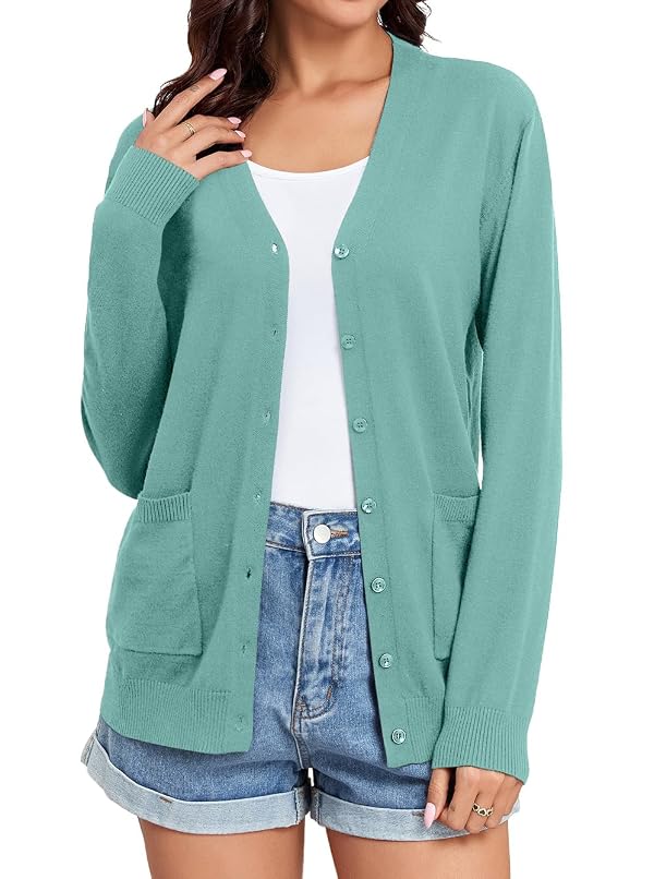 TASAMO Women's Lightweight Open Front Knit Cardigan Sweater Long Sleeve with Pocket Sage Green by TASAMO - Used condition - US$11.06