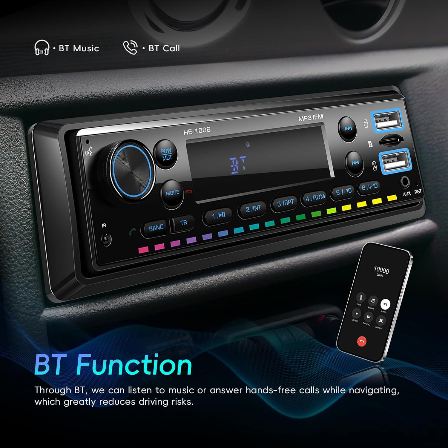 Bluetooth function display on Zomolither HE-1006 car stereo