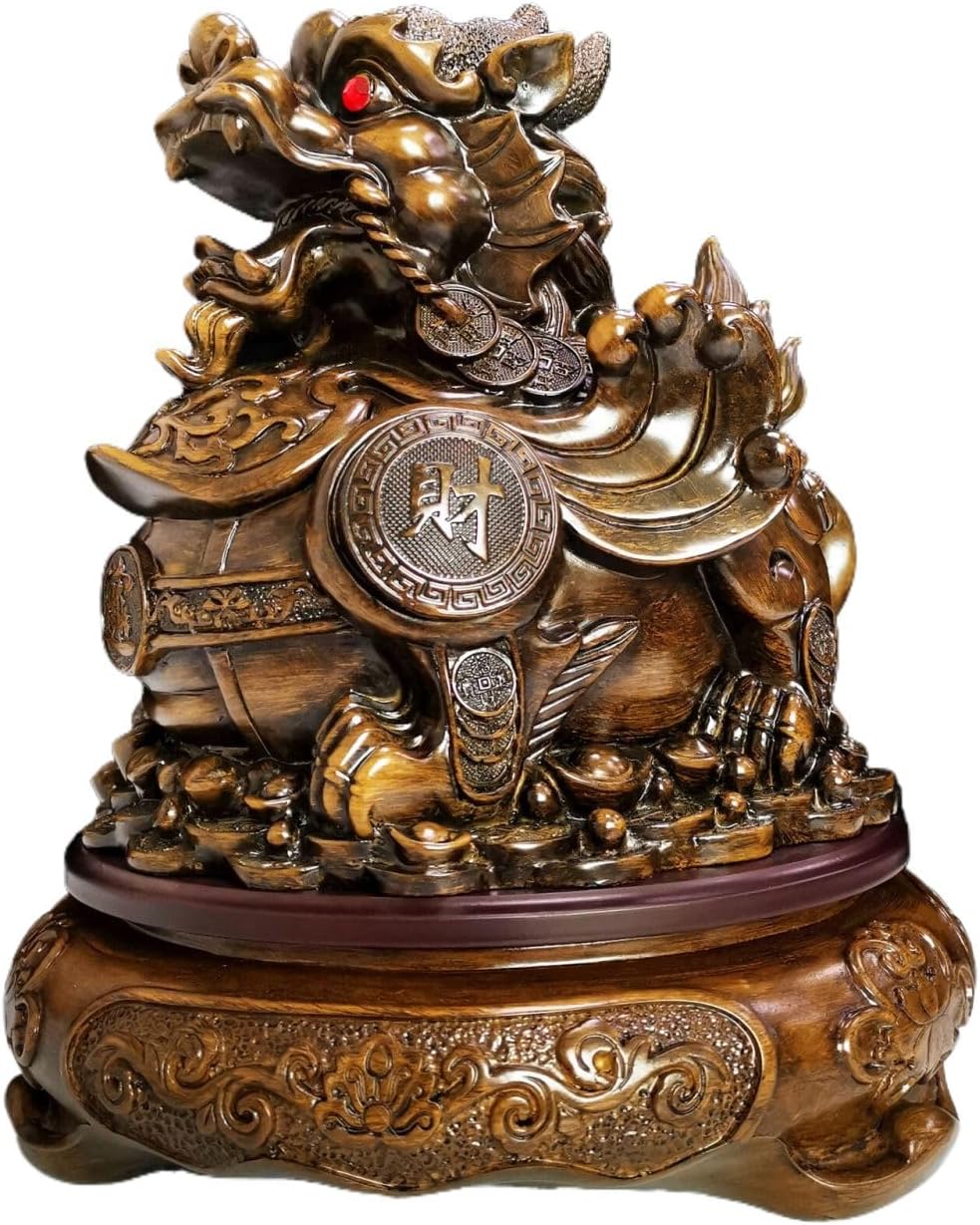 树脂工艺品木雕招财小貔貅 piyao Practical Gifts for Birthday, Easter, Christmas 摆件 Feng Shui Figurine Home Office Decor Chinese Gifts 店铺办公室桌皮丘开业礼品装饰 8896