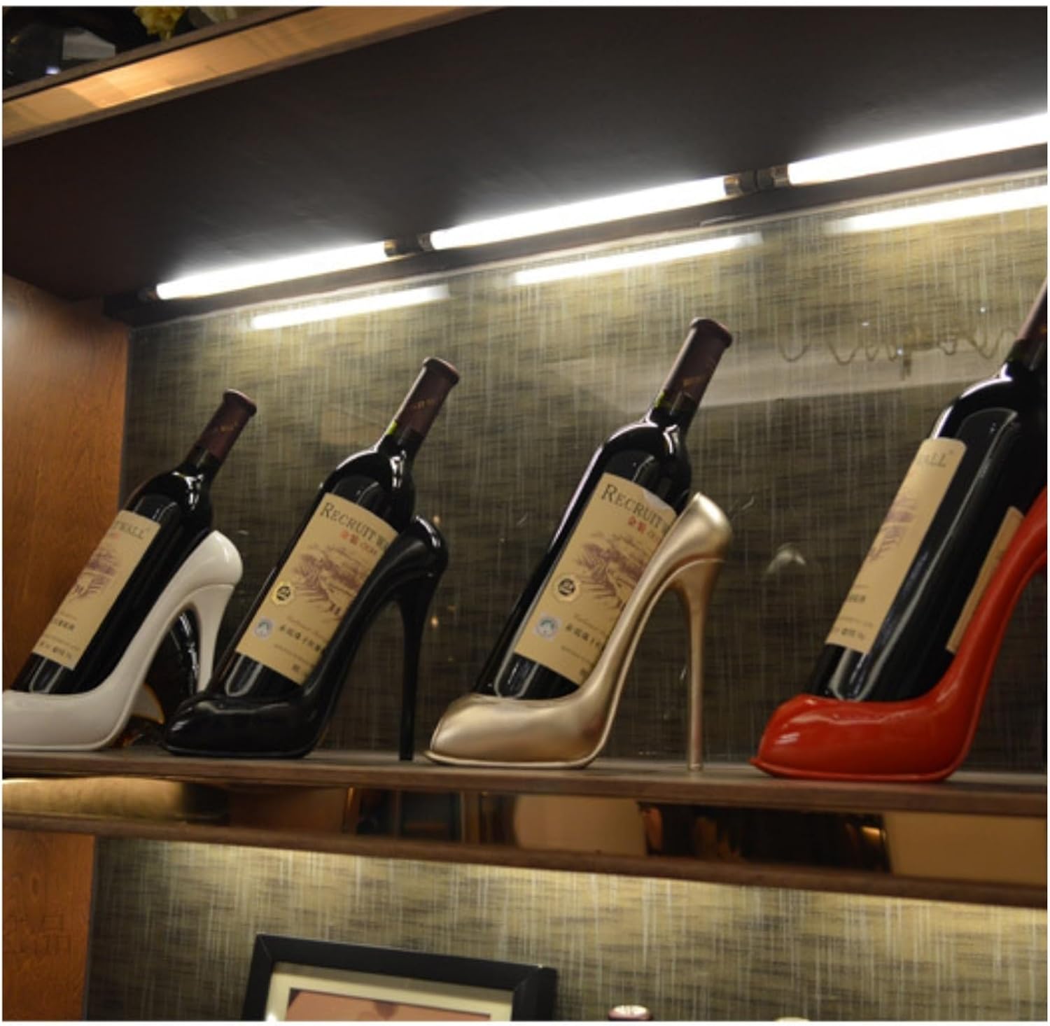 Tabletop Wine Holder Creative Countertop Wine Rack Storage Diaplay for Cabinet and Desktop Bar for Kitchen(Gold)