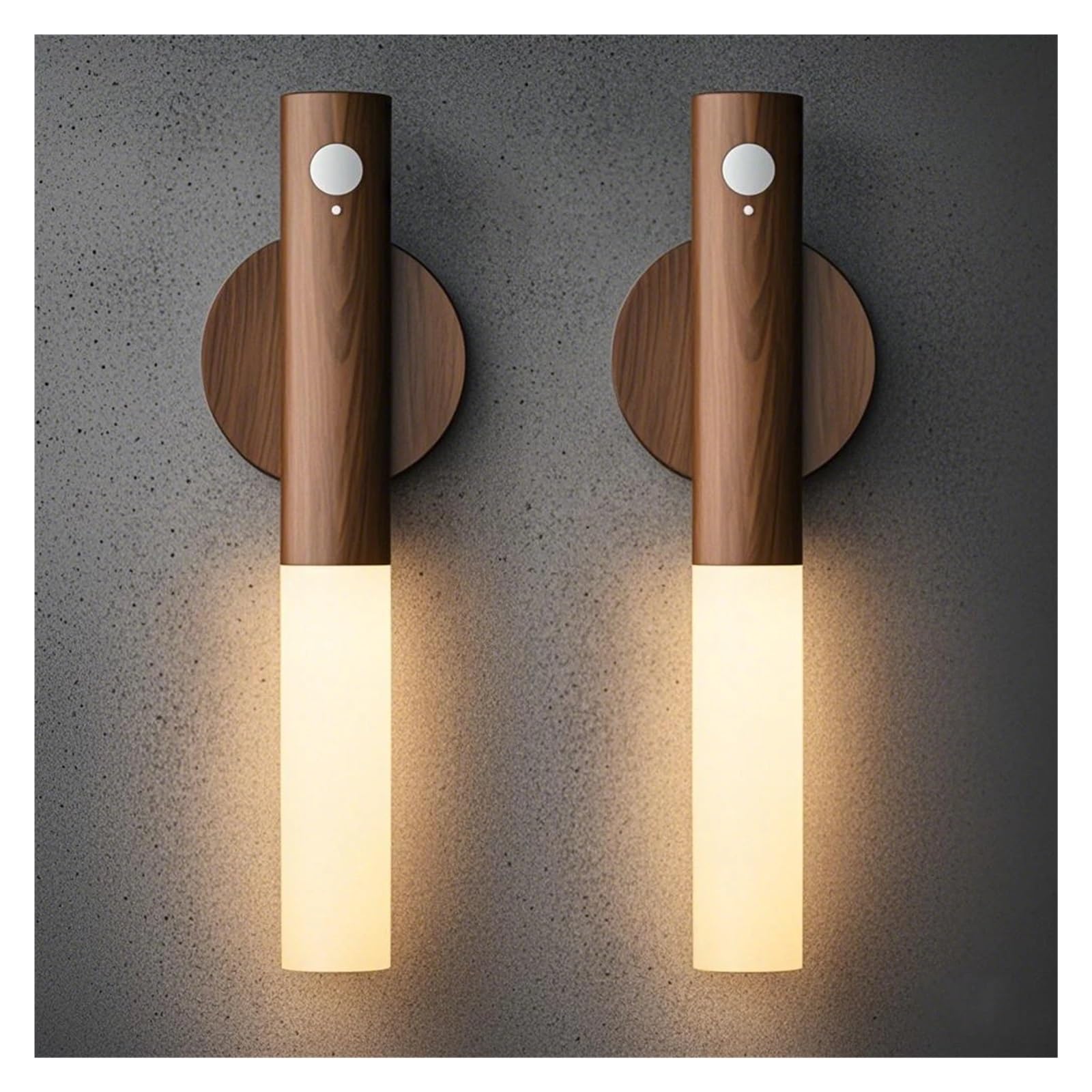 Lampka nocna z czujnikiem ruchu, ładowalna, wewnętrzna kinkiet LED do sypialni, korytarza, klatki schodowej(White Ash-3Pcs)