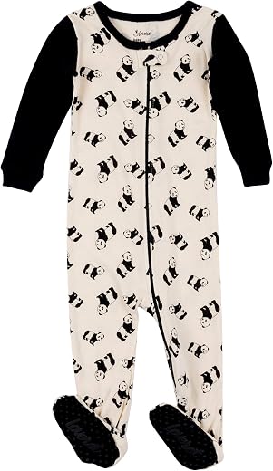 Leveret Leveret Kids Pajamas Baby Boys Girls Footed Pajamas Sleeper 100% Cotton (Panda, Size 4 Toddler)