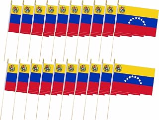 20 Pack Venezuela Flags Venezuelan Stick Flag Small Mini Handheld Flags for Decorations,( 5 × 8inches), essential for parties and celebrations