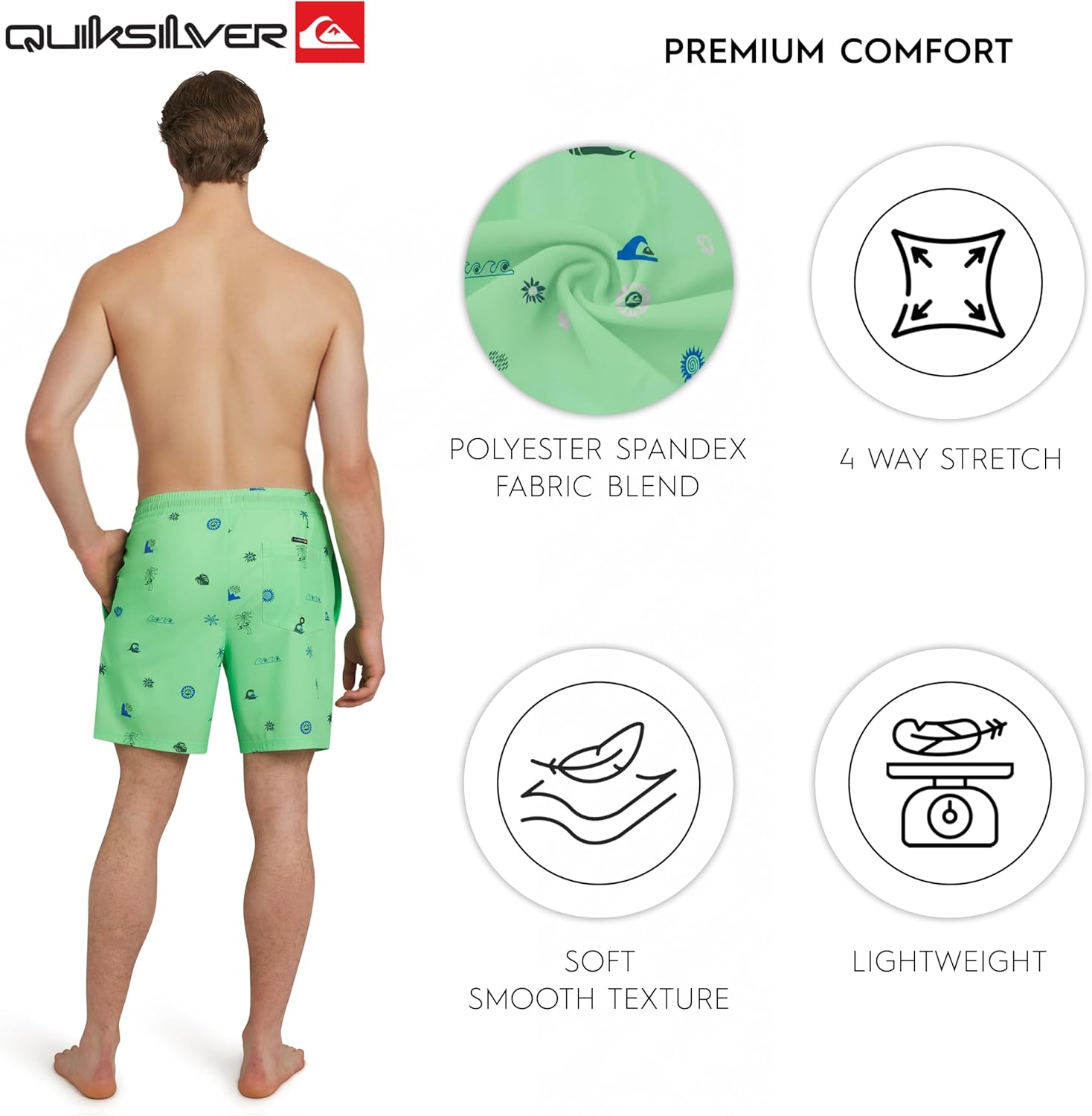 Quiksilver Men's Swimwear Regular Fit Stretchable Comfort Liner Swim Trunks (S-XXL)