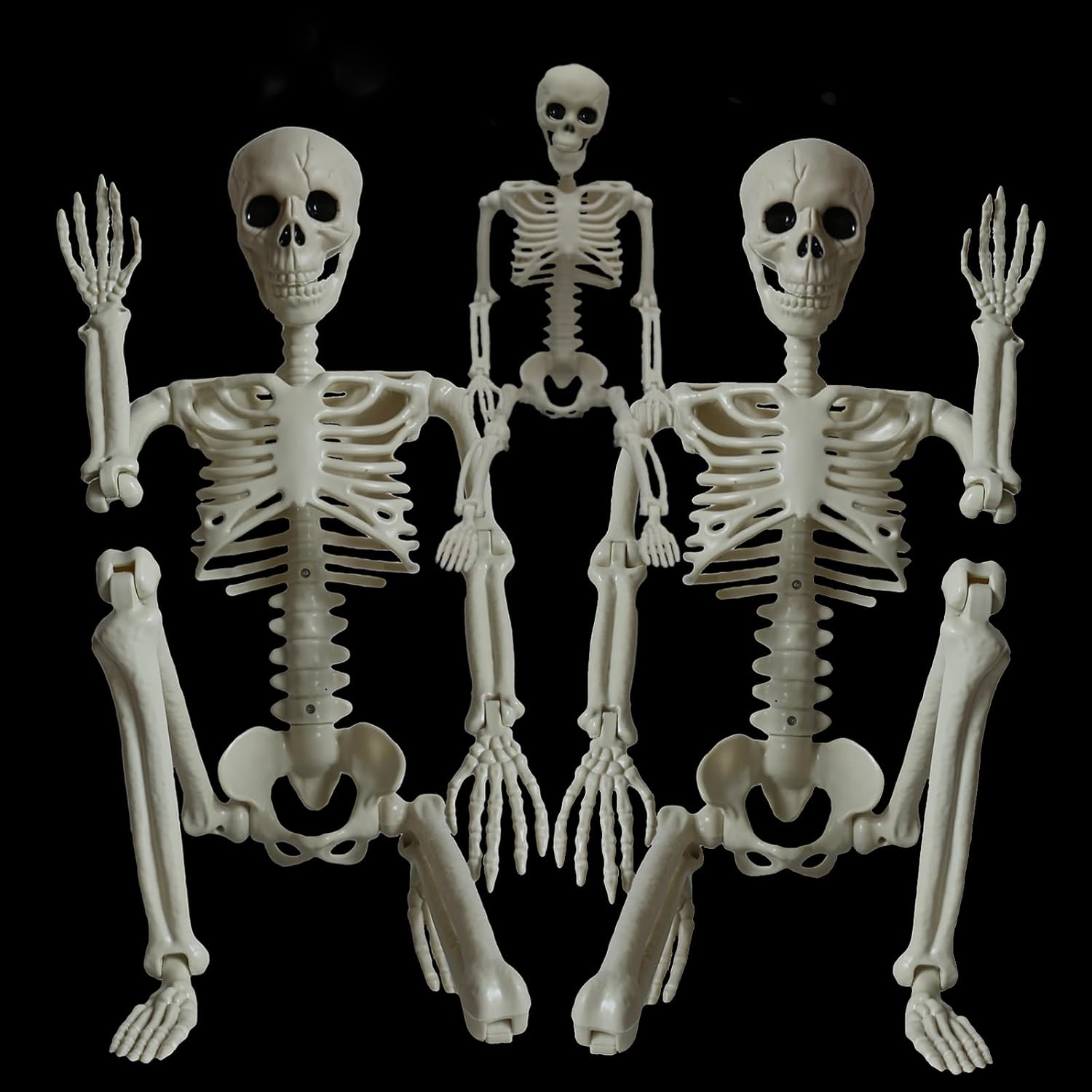 Skeleton Halloween Decorations Outdoor Indoor - 2Pcs 36" 1Pcs 16" Posable Plastic Skeleton, Movable Joints Full Body Bones,Funny Halloween Decor for Party,Porch,Haunted House,Yard, Garden,Graveyard