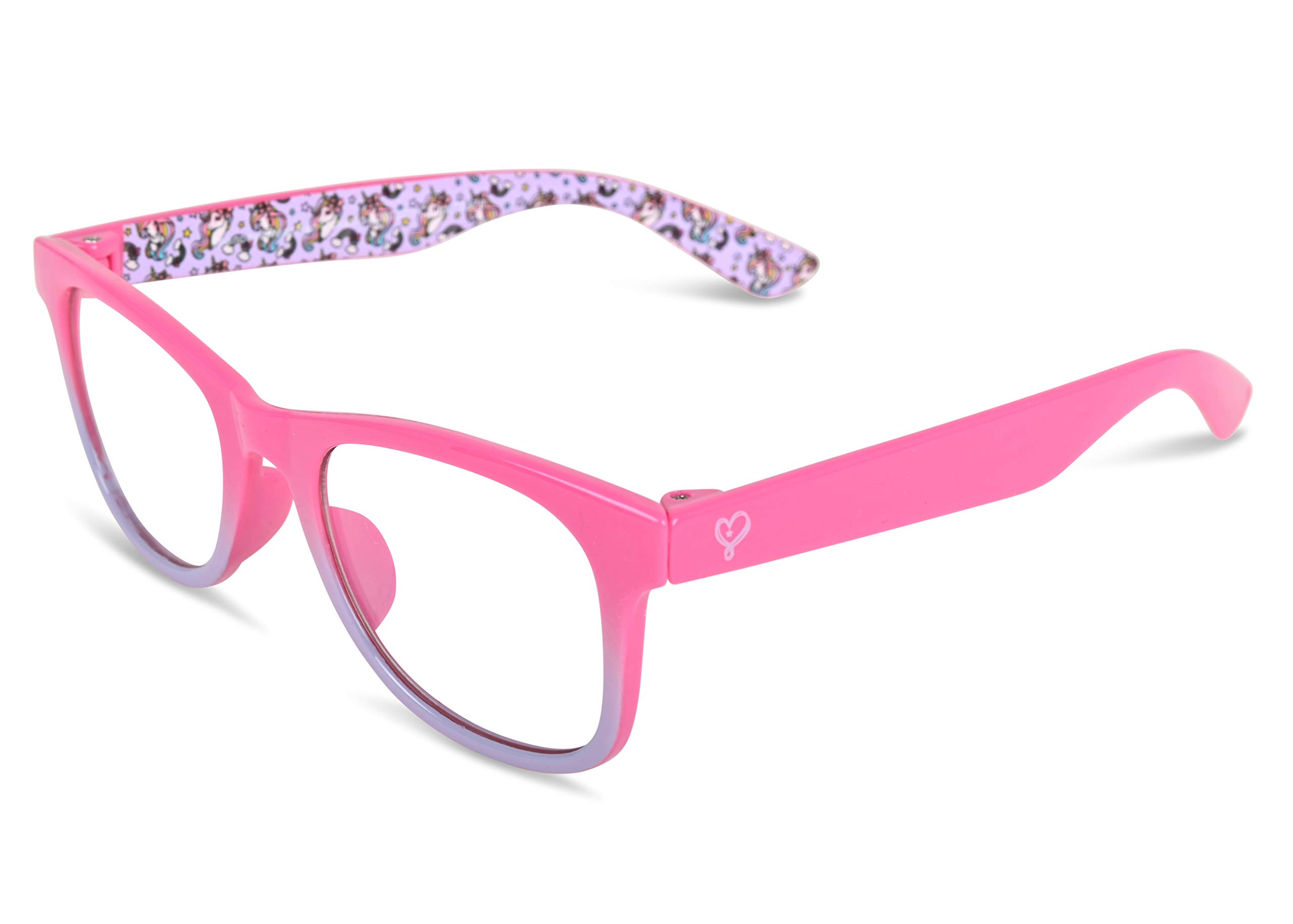 JoJo Siwa Blue Light Blocking Glasses for Girls Officially Licensed Kids Eyewear Protection for Computer Video Games Tablet Phone and TV Age 2-10 Anti-Eyestrain UV Filter Clear Lenses (Pink Unicorn)