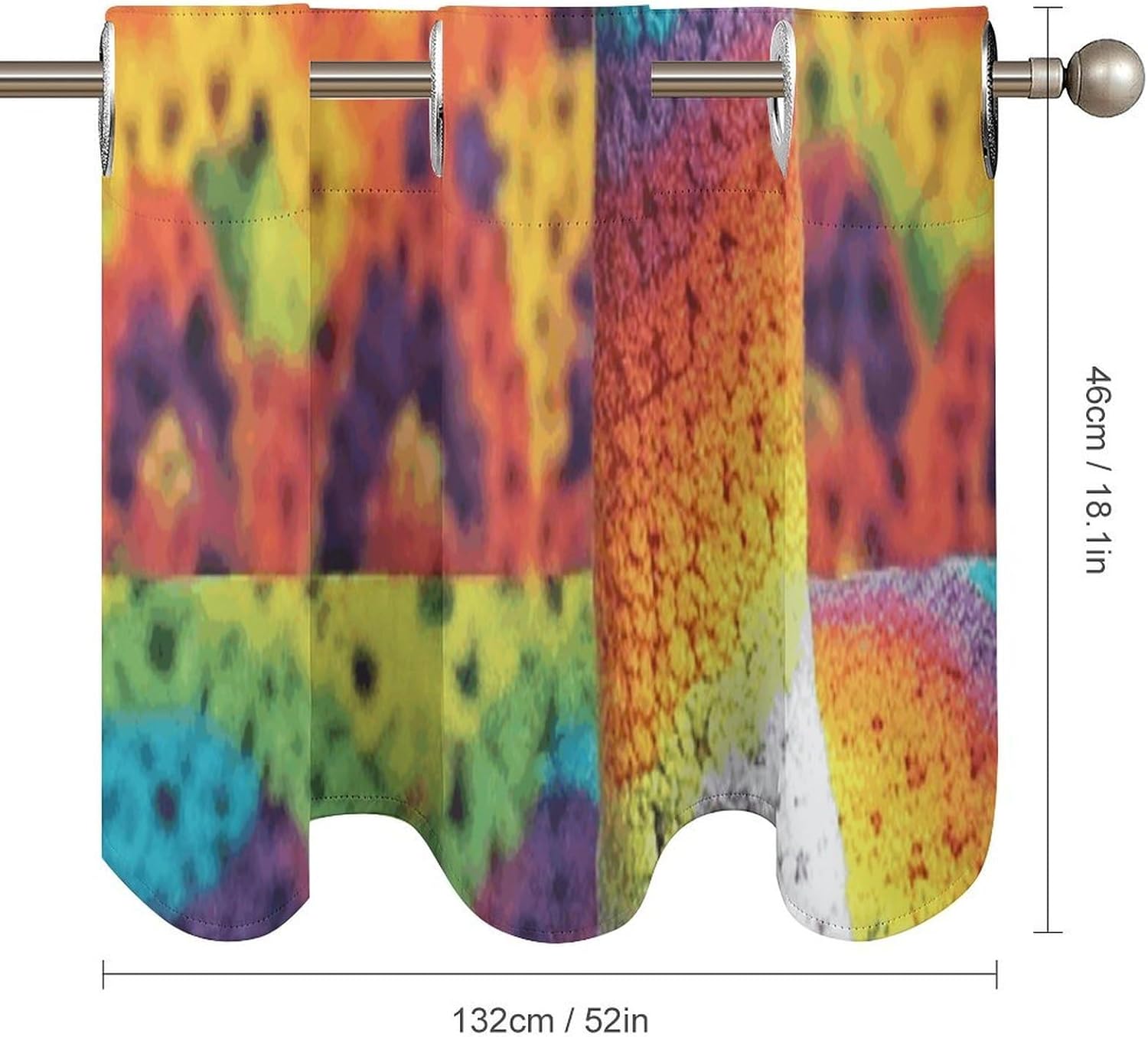 Rainbow Camel Pattern Valances for Window 2 Panels. Light Filtering Curtains Farmhouse Short Small Valance.Modern Curtains for Windows Living Room Kitchen Over Sink.
