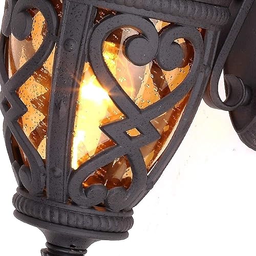 Miniatura 6 de Lámpara de soporte E27 para puerta de vidrio, balcón, jardín, lámpara decorativa europea, impermeable al aire libre, retro, exterior, luz de soporte