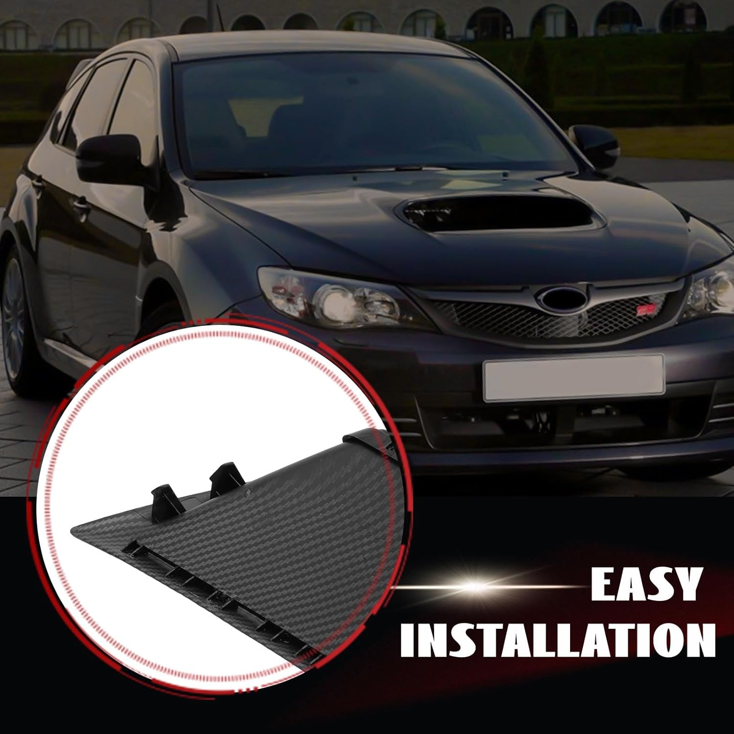 Front Bumper Side Air Vents Fit For 2008-2014 Subaru Impreza WRX STi Air Duct Bezel Trim Cover Pair Set, Carbon Fiber Surface