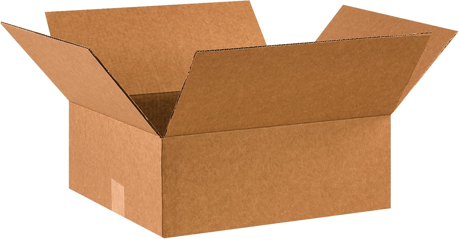 Partners Brand P1614675PK Flat Corrugated Boxes, 16" L x 14" W x 6" H, Kraft (Pack of 75)