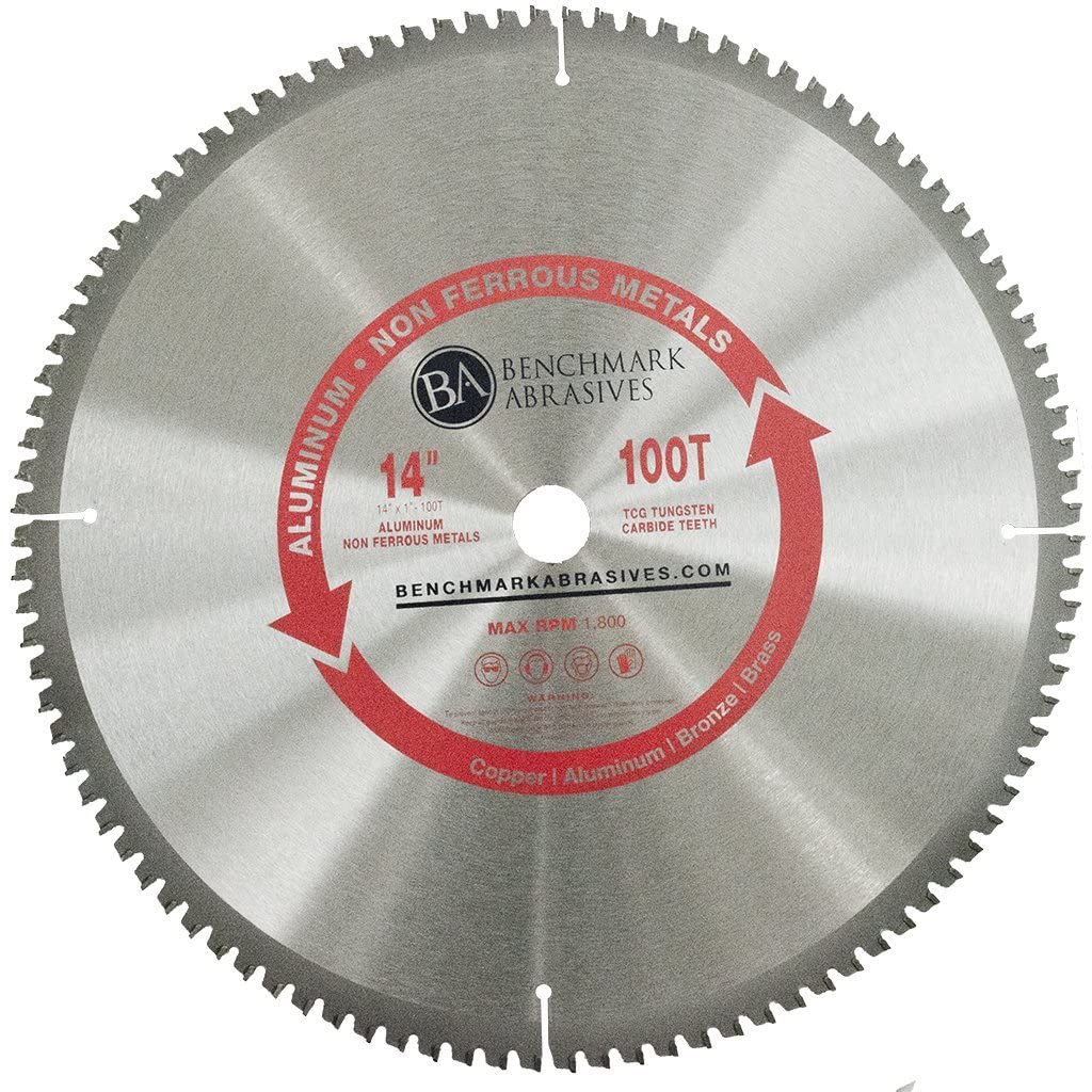 Benchmark Abrasives TCT Saw Blade 14 Inch Tungsten Carbide Tipped Circular Saw Blade with 5/8" Arbor for Cutting Aluminum, Non Ferrous Metals, 14 Inch Metal Cutting Blade (14" 100 Teeth)
