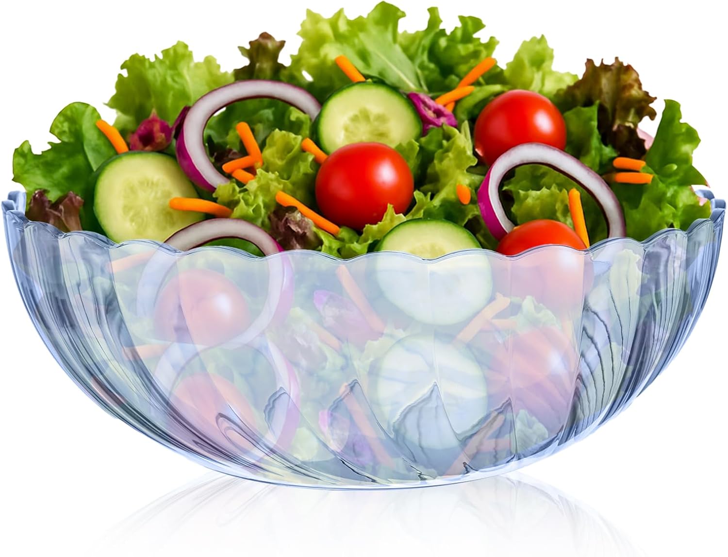 MAQUITA 4 Pack Plastic Serving Bowls, Salad Mixing Bowls, 62.5oz Break Resistant for Salad, Fruit, Popcorn, Chip and Dip (4 color)
