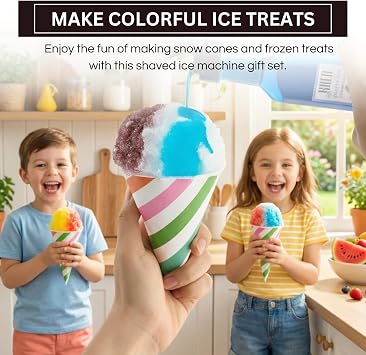 Electric Snow Cone Machine Gift Set with Syrups, Cups & Ice Molds