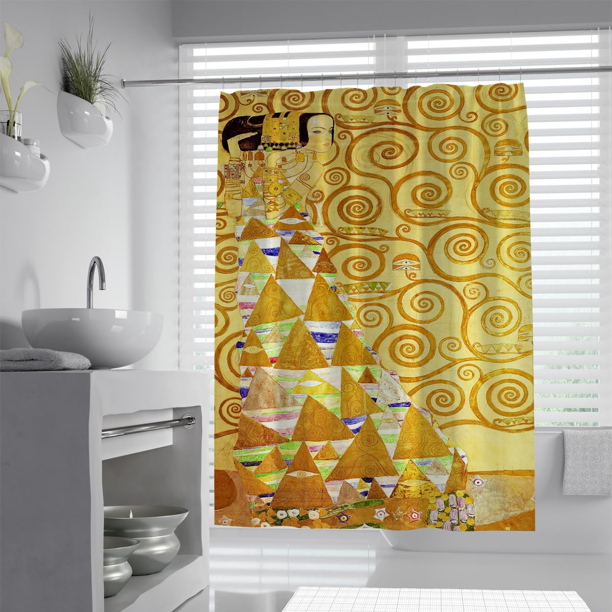 OLLIAR Home Abstract Tree Fabric Shower Curtain 150x180 Fantasy Colorful Polyester Fabric Waterproof Bath Curtain Farmhouse Bathroom Shower Curtains with Hooks