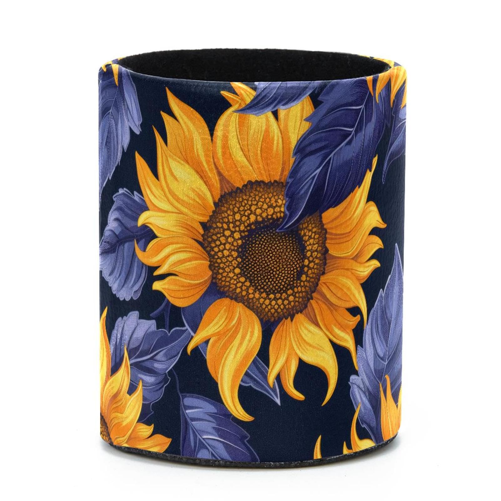 VAPOKF Round Pencil Holders for Desk, Sunflower Pen Holders Pen Pot Makeup Brushes Storage Desktop Stationery Supplies Organiser for Home Office