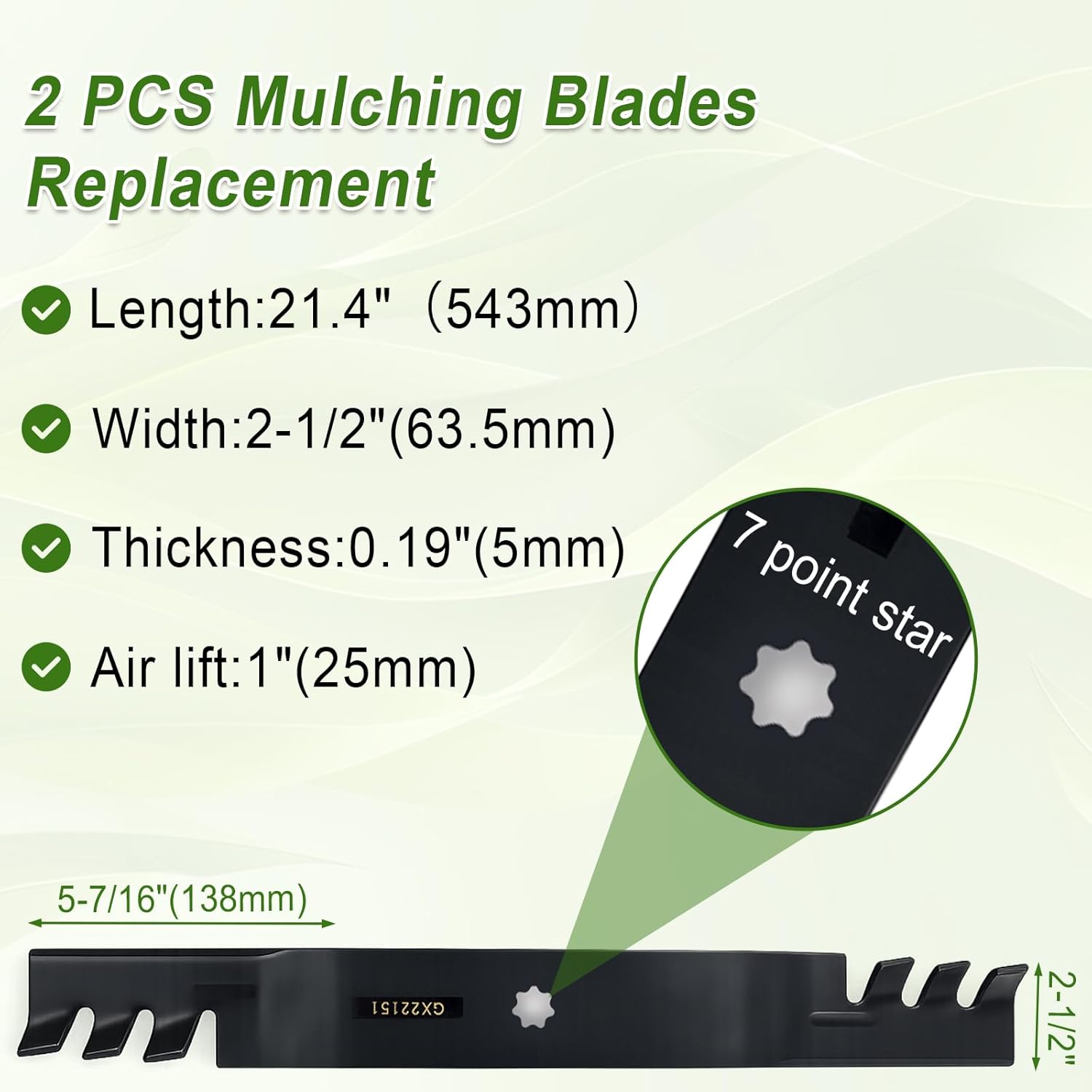 M170642 Mulching Blades Compatible with Jo-hn Deere X330 X350 X354 X370 X380 Z335M Z345M Z345R Z335E Blades Riding 42 Inch Mower Deck, Replaces for UC22008 (2 Pack)