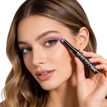Purple Eyeshadow Stick, Metallic Shimmer Violet Pink Eyeshadow Pen, Highly Pigmented Buildable Eye Color, Eyes Makeup Gift for Women Easy to Blend Brightener
