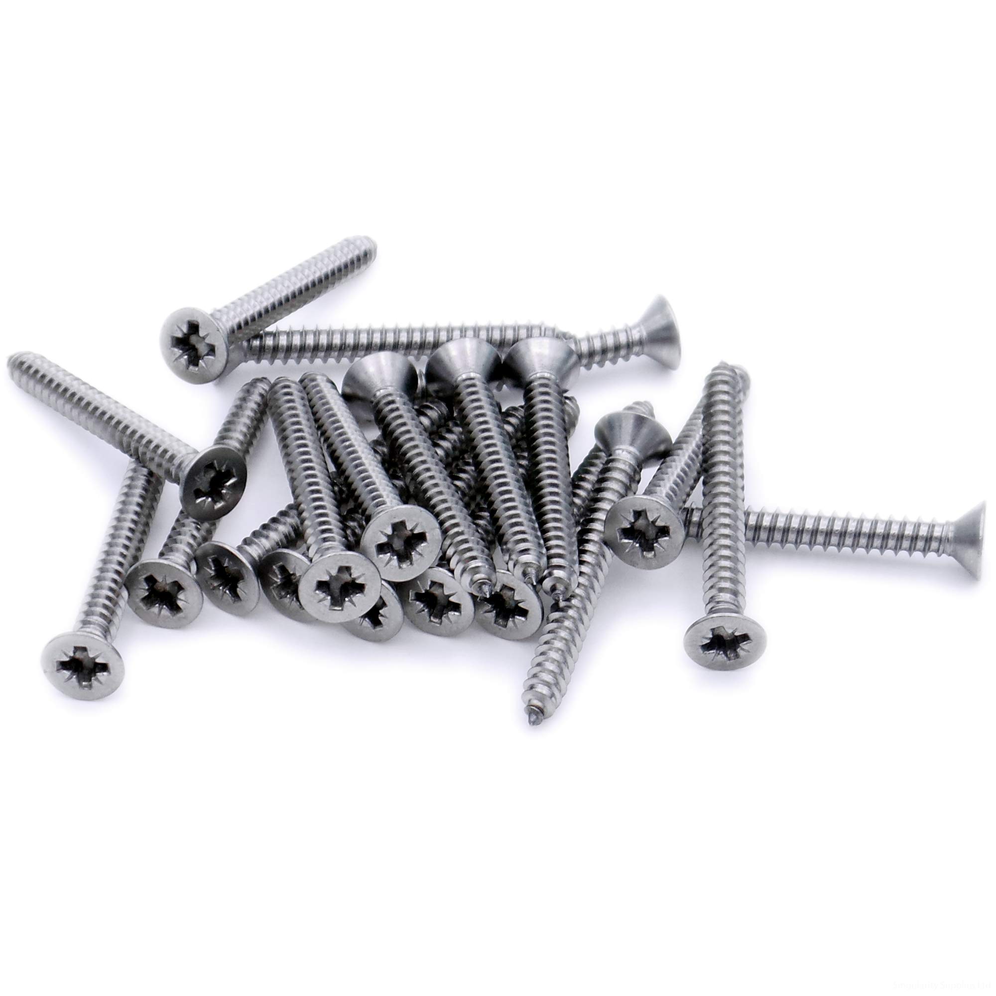 Singularity Supplies Silver No.10 X 2.5 (4.8Mm X 60Mm) Pozi Countersunk Self-Tapping Screw - Stainless Steel (A2) (Pack Of 20)