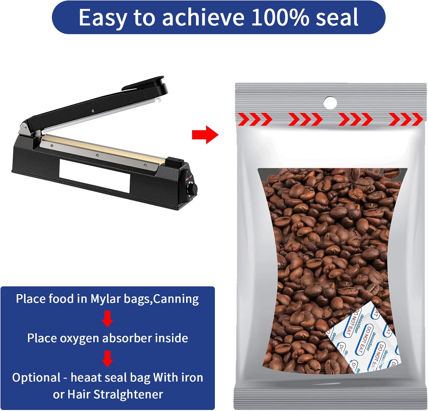 Buy oxygen absorbers for food storage 500cc，120PCS (10x PCS of 12) o2 absorbers food grade