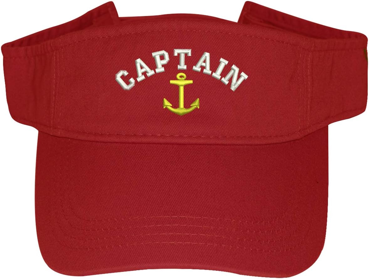 Embroidered Captain with Anchor Unisex Visor Hat - Nautical Themed Hat, Captain Hat
