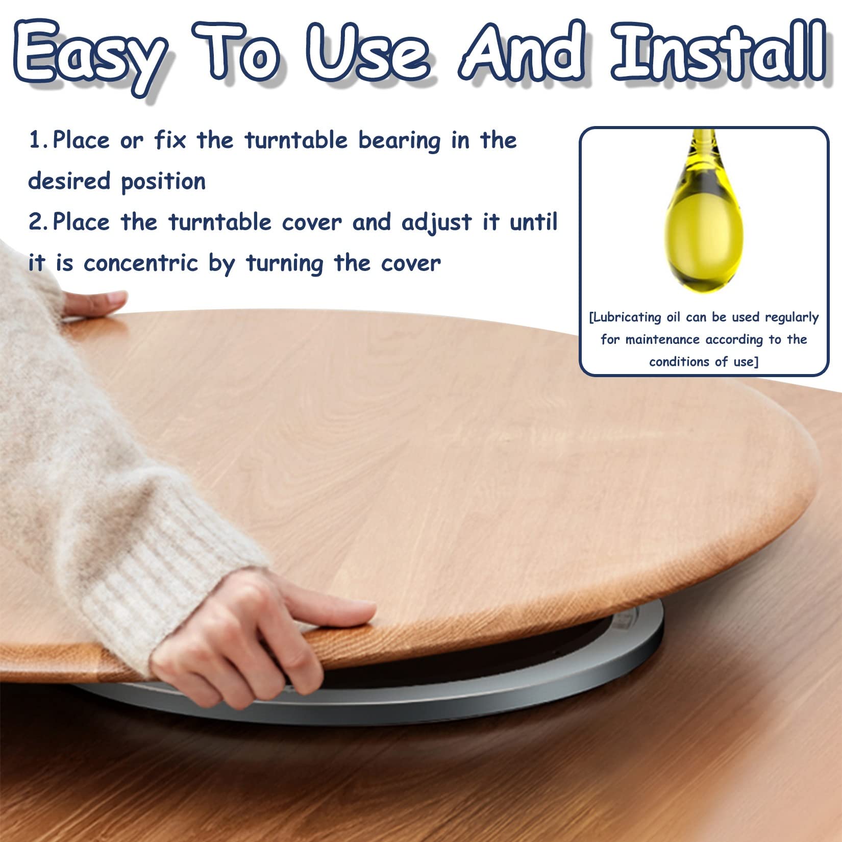Cuscinetto for giradischi in lega di alluminio, cuscinetto for giradischi Lazy Susan in lega di alluminio argento, dimensioni multiple(50Cm)