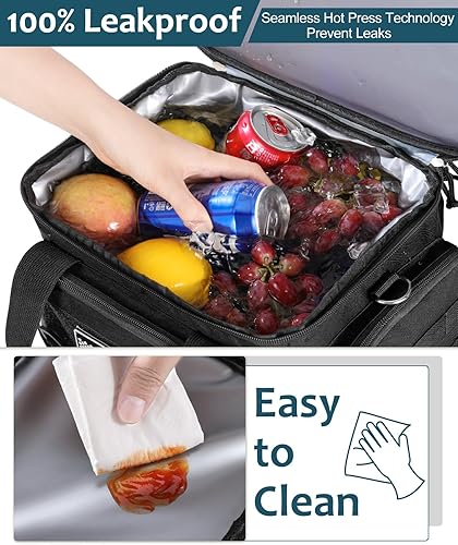 Miniatura 6 de Lonchera táctica para hombres, bolsa de almuerzo con aislamiento grande expandible para adultos, resistente de doble cubierta con correa para el