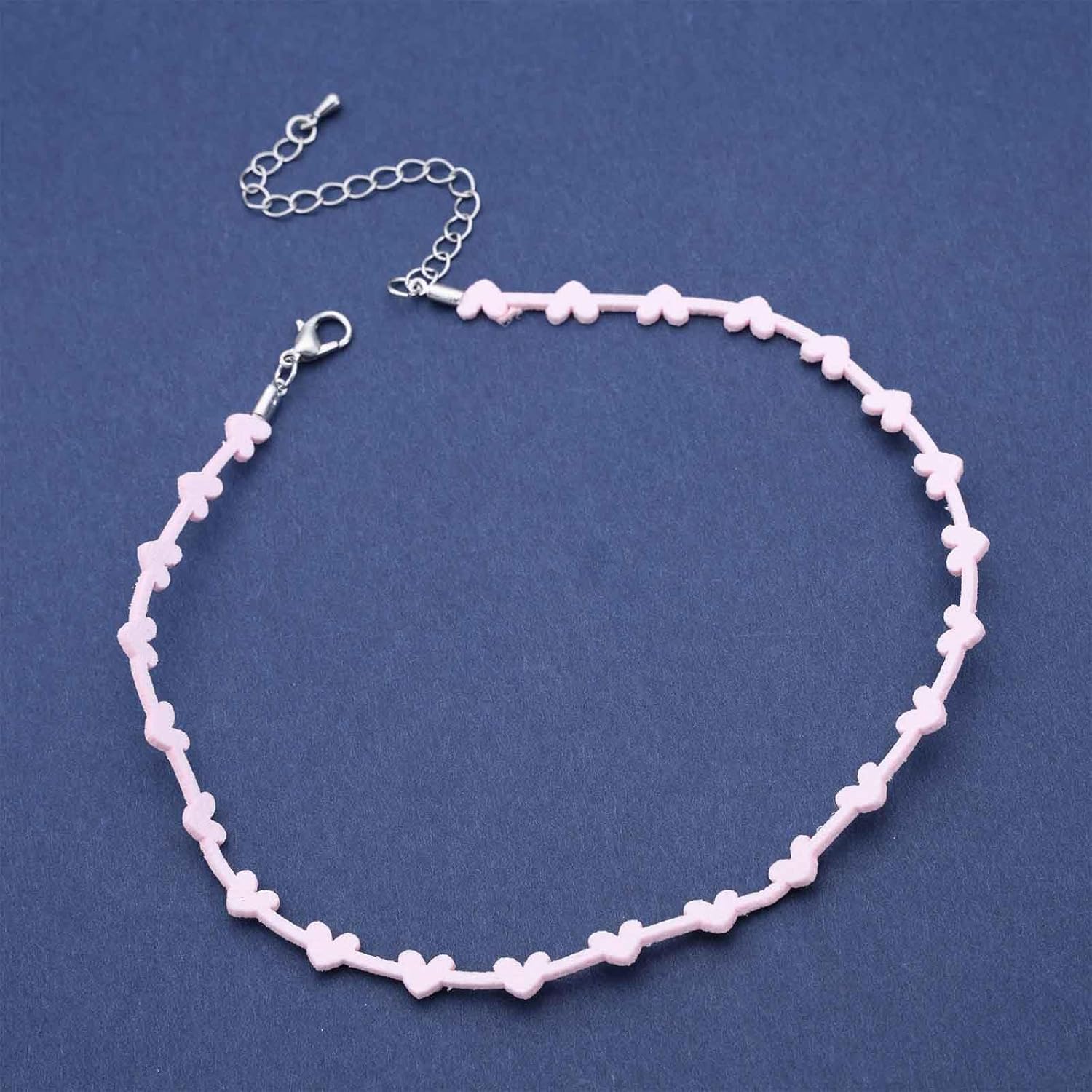 Boho Heart Velvet Choker Necklace Small Heart Collar Necklace Pink Heart Bead Necklace Love Heart Necklace Jewelry for Women - Image 3