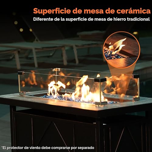 Miniatura 3 de BALI OUTDOORS - Mesa rectangular de gas propano para hoguera (42 pulgadas, 60.000 BTU)