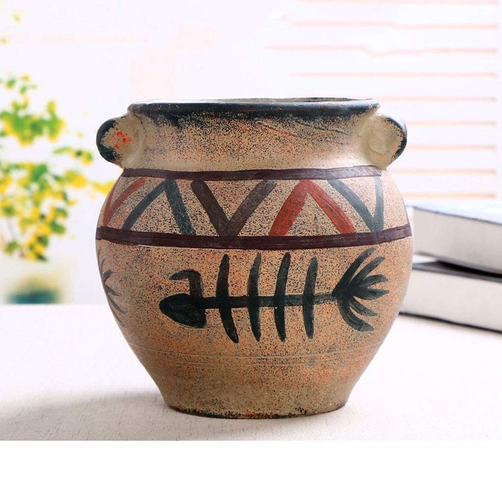 UsmAsk Flower Pot Succulent Flower Pot Creative Plant Ceramic Flower Pots, Medium Simple Stoneware Personality Mediterranean Flower Pot Round Flower Pot House Plants, Succulents, Flowers