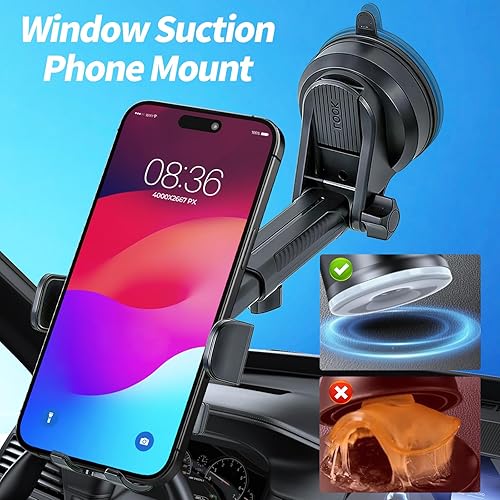 Miniatura 7 de Soporte de teléfono para ventana, fuerte sujeción de succión de 22 libras, soporte de teléfono ajustable en 360 para iPhone y Android, estable y a