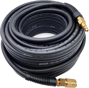 Hybrid Air Hose 1/4-Inch x 100FT,Air Compressor Hose 300 PSI Heavy Duty,Lightweight,Kink Resistant,All-Weather Flexibility with 1/4-Inch Industrial Air Fittings and Bend Restrictors,Black